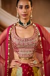 Buy_Niamh By Kriti_Multi Color Silk, Chanderi, Net Pearls, Gota Patti Round Embroidered Lehenga Set 