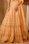 Niamh By Kriti_Orange Organza, Net Pearls, Beads, Sequins, Mirrors Embellished Lehenga Set _at_Aza_Fashions