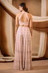 Shop_Niamh By Kriti_Pink Satin, Organza Beads, Sequins, Mirrors Embroidered Blouse And Sharara Set _at_Aza_Fashions