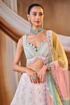 Niamh By Kriti_Multi Color Organza, Net Embroidery, Sequins, Pearls, Mirrors Lehenga Set _Online_at_Aza_Fashions