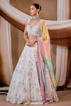 Shop_Niamh By Kriti_Multi Color Organza, Net Embroidery, Sequins, Pearls, Mirrors Lehenga Set _Online_at_Aza_Fashions