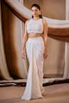 Buy_Niamh By Kriti_Ivory Silk, Organza, Crepe Beads, Embroidery, Crystals Round Cape And Skirt Set _Online_at_Aza_Fashions