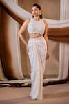 Shop_Niamh By Kriti_Ivory Silk, Organza, Crepe Beads, Embroidery, Crystals Round Cape And Skirt Set _Online_at_Aza_Fashions