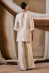 Shop_Niamh By Kriti_Beige Chanderi , Chanderi, Pearls, Resham Embroidered Kurta And Pant Set _at_Aza_Fashions