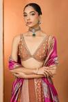 Shop_Neha Khullar_Orange Mirrors, Zari V-neck Zardozi Lehenga Set _Online_at_Aza_Fashions
