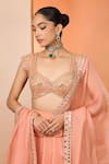 Shop_Neha Khullar_Orange Mirrors, Zari V-neck Designer Zardozi Lehenga Set _at_Aza_Fashions