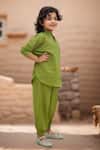 Shop_Samyukta Singhania_Green Cotton Embroidery Heart Kurta Set _Online_at_Aza_Fashions