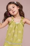 Shop_Petite Pomme_Green Cotton Embroidery Kids Top And Shorts Set_Online_at_Aza_Fashions