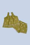 Petite Pomme_Green Cotton Embroidery Kids Top And Shorts Set_Online_at_Aza_Fashions