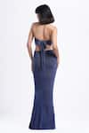 Shop_Ahi Clothing X AZA_Blue Lycra Halter Neck Zyra Shimmer Mermaid Long Dress Set _at_Aza_Fashions