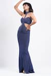 Buy_Ahi Clothing X AZA_Blue Lycra Halter Neck Zyra Shimmer Mermaid Long Dress Set _Online_at_Aza_Fashions