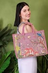 Buy_PickAleaf_Pink Embroidery Paradise Shoulder Bag _at_Aza_Fashions