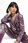 Shop_Ahi Clothing X AZA_Purple Lycra Miranda Claret Maroon Embellished Coat And Pant Set _Online_at_Aza_Fashions