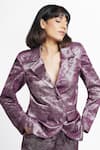 Ahi Clothing X AZA_Purple Lycra Miranda Claret Maroon Embellished Coat And Pant Set _at_Aza_Fashions