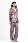 Buy_Ahi Clothing X AZA_Purple Lycra Miranda Claret Maroon Embellished Coat And Pant Set 