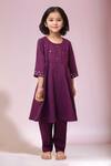 Buy_Samyukta Singhania_Purple Cotton Mirrors Work Anarkali Set _at_Aza_Fashions