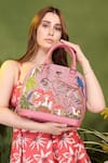 Buy_PickAleaf_Pink Embroidery Paradise Handbag _at_Aza_Fashions