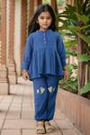 Buy Petite Pomme Blue Cotton Sequins, Embroidery Fish Peplum Set at Aza Fashions Buy_Petite Pomme_Blue Cotton Sequins, Embroidery Fish Peplum Set _at_Aza_Fashions