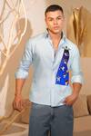 Buy_Eleven Brothers_Blue Oxford Space Jam Cotton Shirt _at_Aza_Fashions