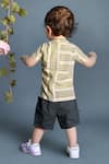 Shop_Petite Pomme_Yellow Cotton Striped Shirt And Green Shorts _at_Aza_Fashions