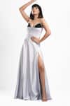 Shop_Ahi Clothing X AZA_Silver Plunge Neck Vetra Black And Strappy Dress _Online_at_Aza_Fashions