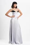 Ahi Clothing X AZA_Silver Plunge Neck Vetra Black And Strappy Dress _at_Aza_Fashions