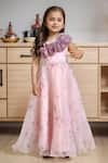 Buy_Petite Pomme_Pink Fabric Flowers Designer Floral Gown _Online_at_Aza_Fashions