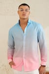 Buy_Eleven Brothers_Blue Linen Pastel Drift Shirt _at_Aza_Fashions