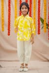 Buy Petite Pomme Yellow Cotton Pine Print Kurta Set at Aza Fashions Buy_Petite Pomme_Yellow Cotton Pine Print Kurta Set _at_Aza_Fashions