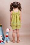 Shop_Petite Pomme_Green Cotton Embroidery Kids Top And Shorts Set_at_Aza_Fashions
