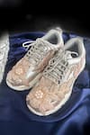 Buy_Chal Jooti_Rose Gold Twilight Bead Embellished Floral Sneakers _at_Aza_Fashions