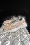 Chal Jooti_Rose Gold Twilight Bead Embellished Floral Sneakers _Online_at_Aza_Fashions