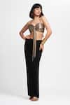 Buy_Ahi Clothing X AZA_Gold Lycra Sweetheart Neck Cocktail Bustier And Skirt Set _at_Aza_Fashions