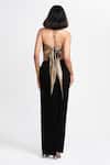 Shop_Ahi Clothing X AZA_Gold Lycra Sweetheart Neck Cocktail Bustier And Skirt Set _at_Aza_Fashions