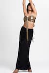 Ahi Clothing X AZA_Gold Lycra Sweetheart Neck Cocktail Bustier And Skirt Set _Online_at_Aza_Fashions