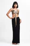 Buy_Ahi Clothing X AZA_Gold Lycra Sweetheart Neck Cocktail Bustier And Skirt Set _Online_at_Aza_Fashions