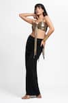 Buy_Ahi Clothing X AZA_Gold Lycra Sweetheart Neck Cocktail Bustier And Skirt Set 