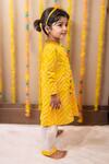 Buy_Petite Pomme_Yellow Cotton Embroidery Lehriya Kurti Set _Online_at_Aza_Fashions