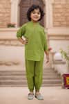 Buy_Samyukta Singhania_Green Cotton Embroidery Heart Kurta Set _at_Aza_Fashions