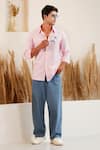 Shop_Eleven Brothers_Pink Oxford Embroidery Captain Sail Cotton Shirt _at_Aza_Fashions
