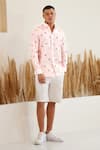 Shop_Eleven Brothers_Pink Linen Desert Drive Printed Shirt _at_Aza_Fashions