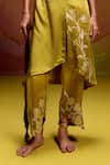 Buy_Kavitha Gutta_Green Satin Zari Mandarin Collar Bell Kurta And Pant 