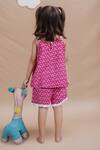 Shop_Petite Pomme_Pink Cotton Lace Kids Top And Shorts Set_at_Aza_Fashions