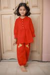 Buy_Samyukta Singhania_Red Cotton Embroidery Hand Peplum Set _at_Aza_Fashions