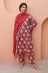Shop_Gulabo Jaipur_Red Cotton Embroidery Round Neck Anjum Straight Kurta Set _Online_at_Aza_Fashions