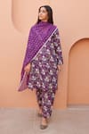 Gulabo Jaipur_Purple Cotton Embroidery Round Neck Anjum Straight Kurta Set_Online_at_Aza_Fashions