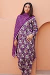 Buy_Gulabo Jaipur_Purple Cotton Embroidery Round Neck Anjum Straight Kurta Set_Online_at_Aza_Fashions