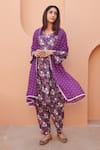 Buy_Gulabo Jaipur_Purple Cotton Embroidery Round Neck Anjum Straight Kurta Set_at_Aza_Fashions