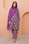 Gulabo Jaipur_Purple Cotton Embroidery Round Neck Anjum Straight Kurta Set_at_Aza_Fashions