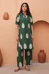 Buy_Gulabo Jaipur_Green Cotton Embroidery Collared Khalak Kurta And Pant Co-ord Set _at_Aza_Fashions